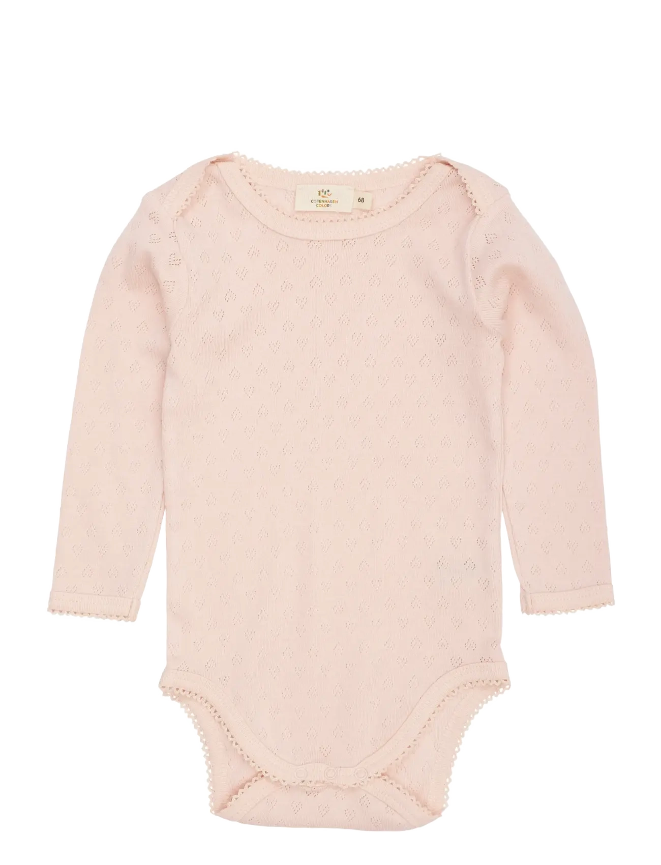 Copenhagen Colors Pointelle Heart Lapneck Body Ls, 74, Bodys, Rosa - Long-sleeved, Kinder