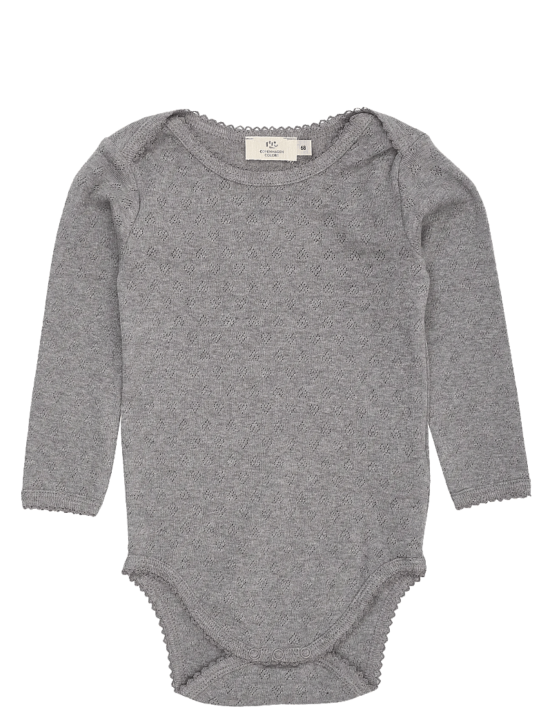 Copenhagen Colors - POINTELLE HEART LAPNECK BODY LS - langerma samfellur - grey mel. - 0