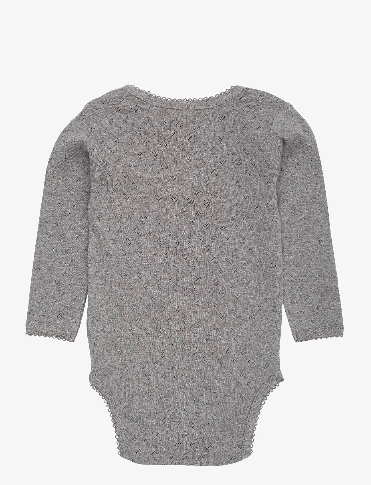 Copenhagen Colors - POINTELLE HEART LAPNECK BODY LS - langærmede bodyer - grey mel. - 1