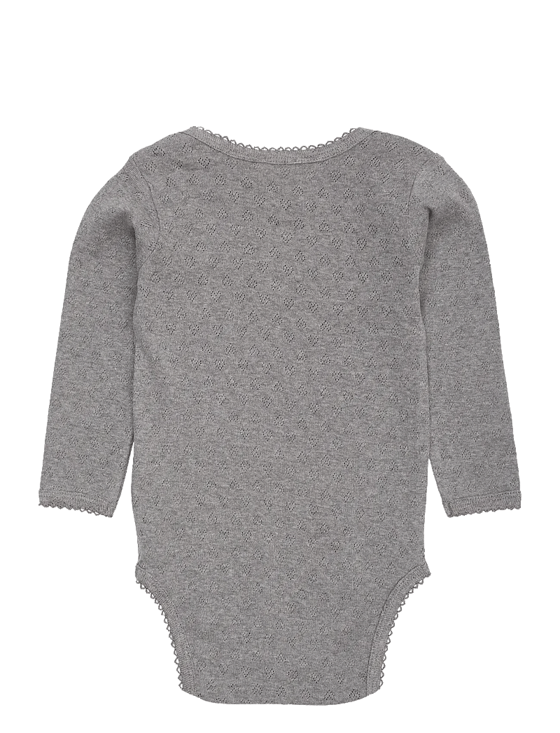 Copenhagen Colors - POINTELLE HEART LAPNECK BODY LS - langerma samfellur - grey mel. - 1