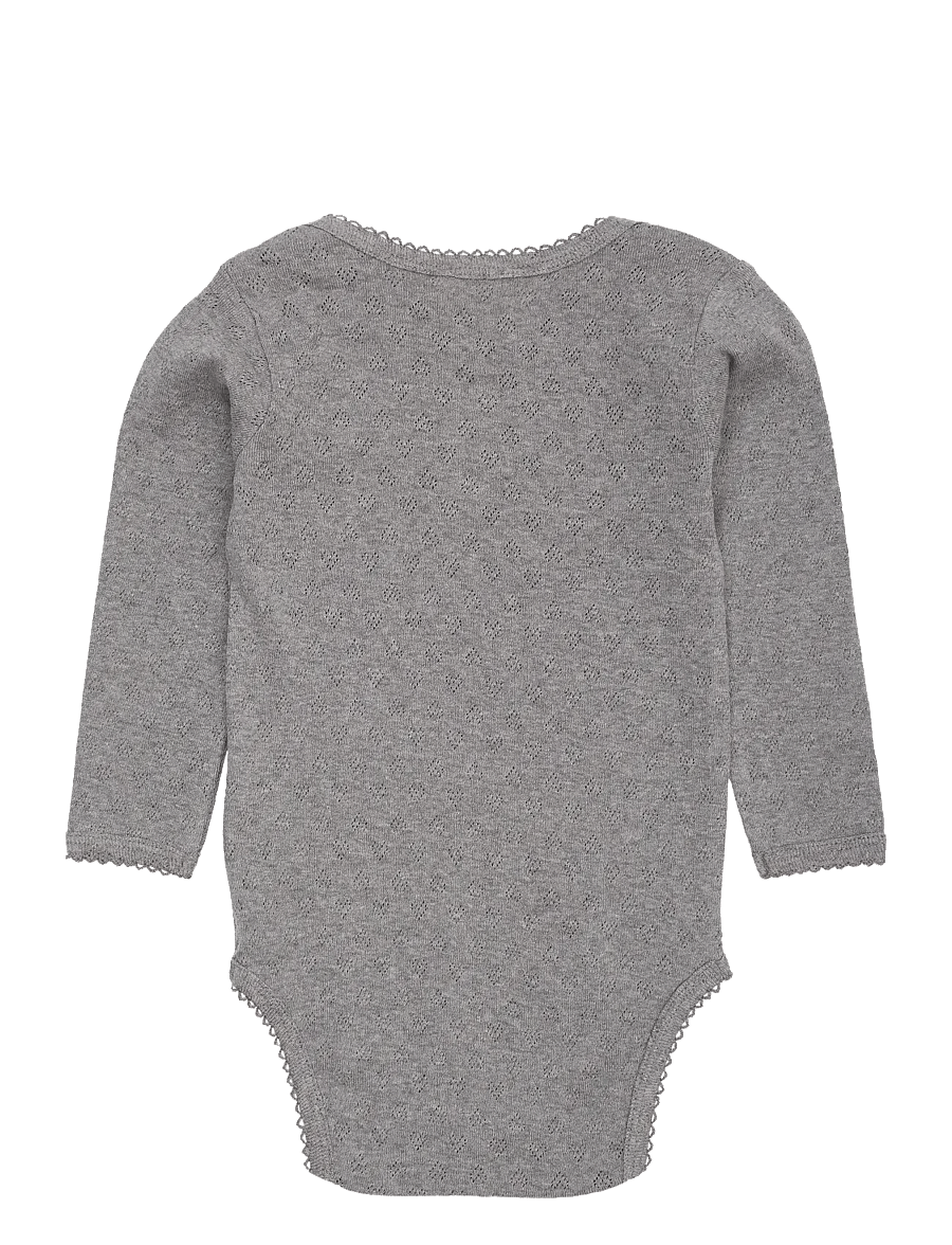 Copenhagen Colors - POINTELLE HEART LAPNECK BODY LS - langærmede bodyer - grey mel. - 1