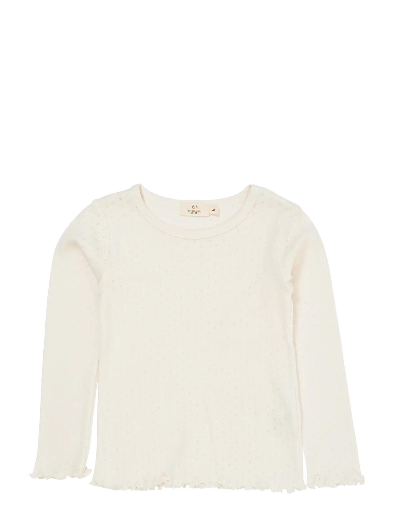 COPENHAGEN COLORS Summer Pointelle Ls Tee Cream - 152 - Kinder