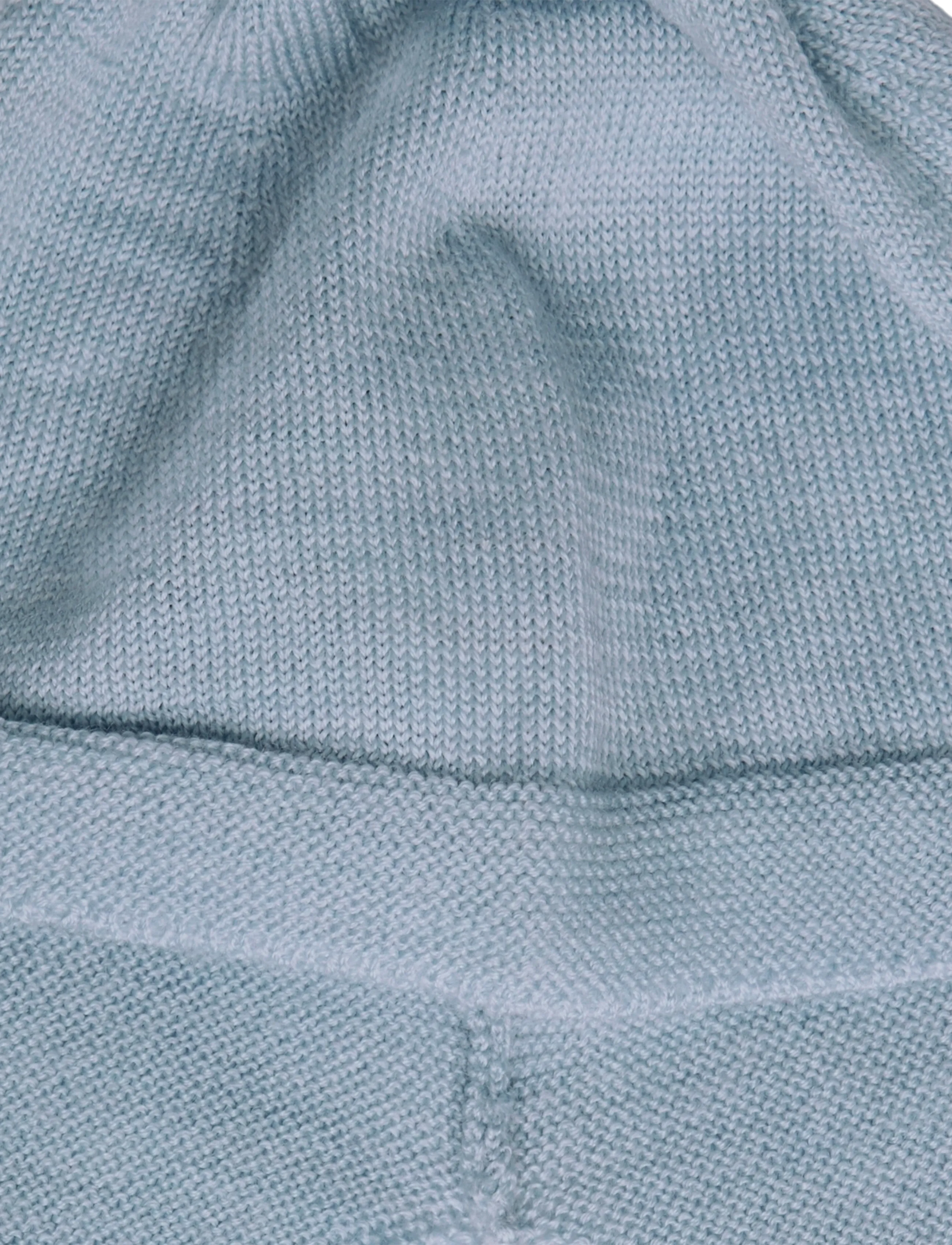 Copenhagen Colors - Merino Knitted Baby Bonnet w. PomPom + Baby Mittens - baby-handschuhe - dusty blue - 2