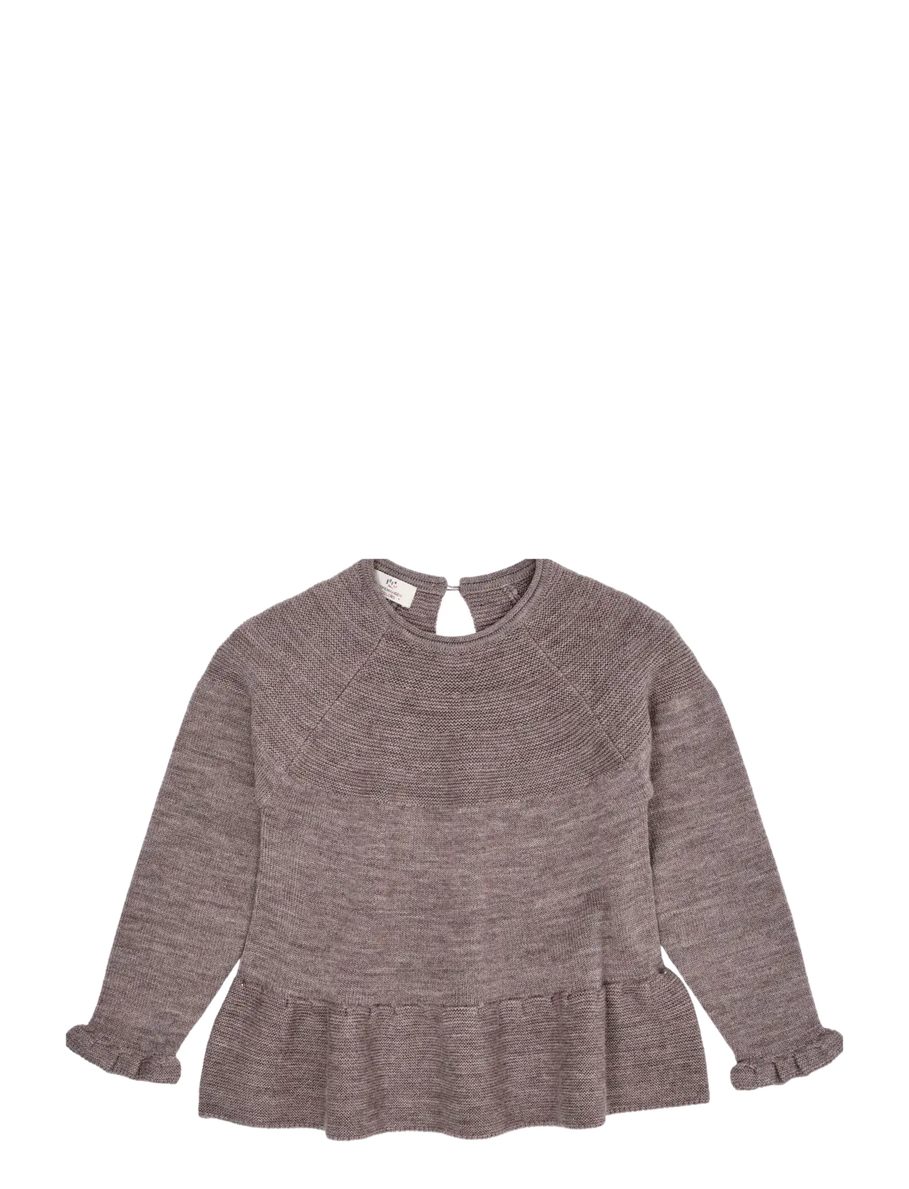COPENHAGEN COLORS Merino Knit Bluse With Frill Grau - 74 - Kinder