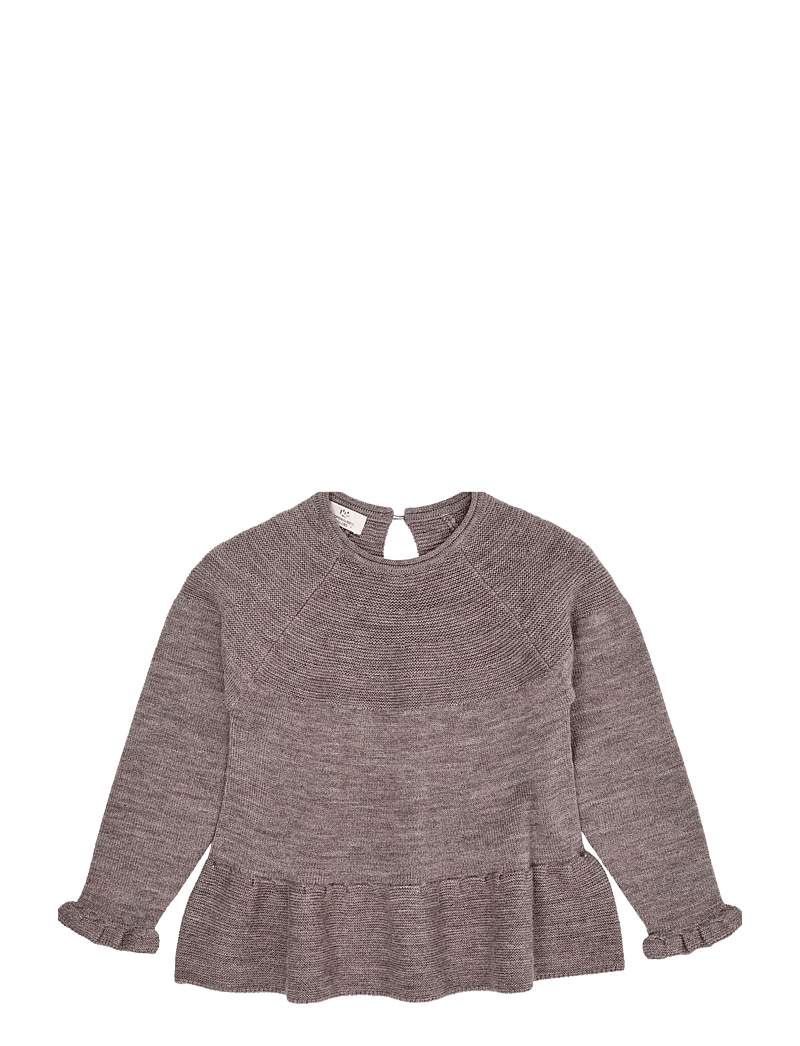 Copenhagen Colors - MERINO KNIT BLOUSE WITH FRILL - blusen & tuniken - natural melange - 1