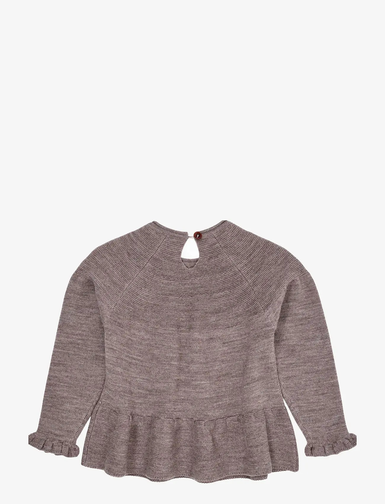 Copenhagen Colors - MERINO KNIT BLOUSE WITH FRILL - puserot & tunikat - natural melange - 2