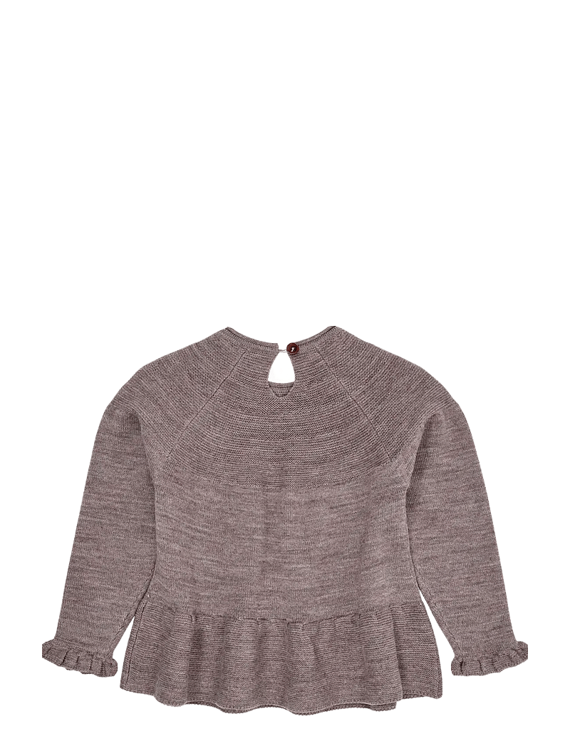 Copenhagen Colors - MERINO KNIT BLOUSE WITH FRILL - blusen & tuniken - natural melange - 2