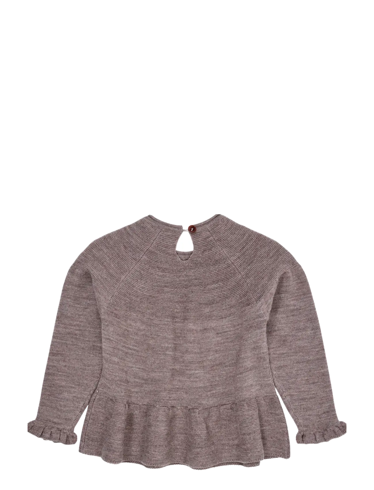 Copenhagen Colors - MERINO KNIT BLOUSE WITH FRILL - palaidinės ir tunikos - natural melange - 2