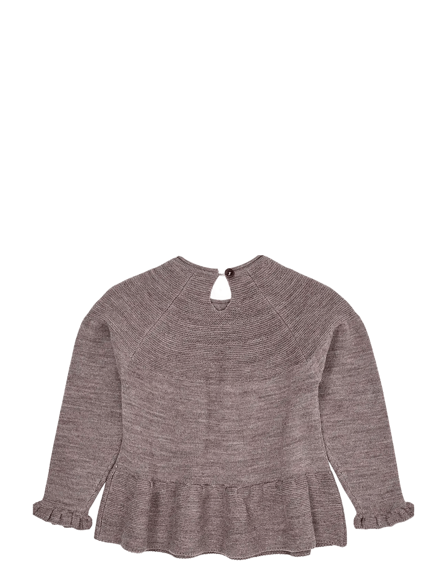 Copenhagen Colors - MERINO KNIT BLOUSE WITH FRILL - blusen & tuniken - natural melange - 2