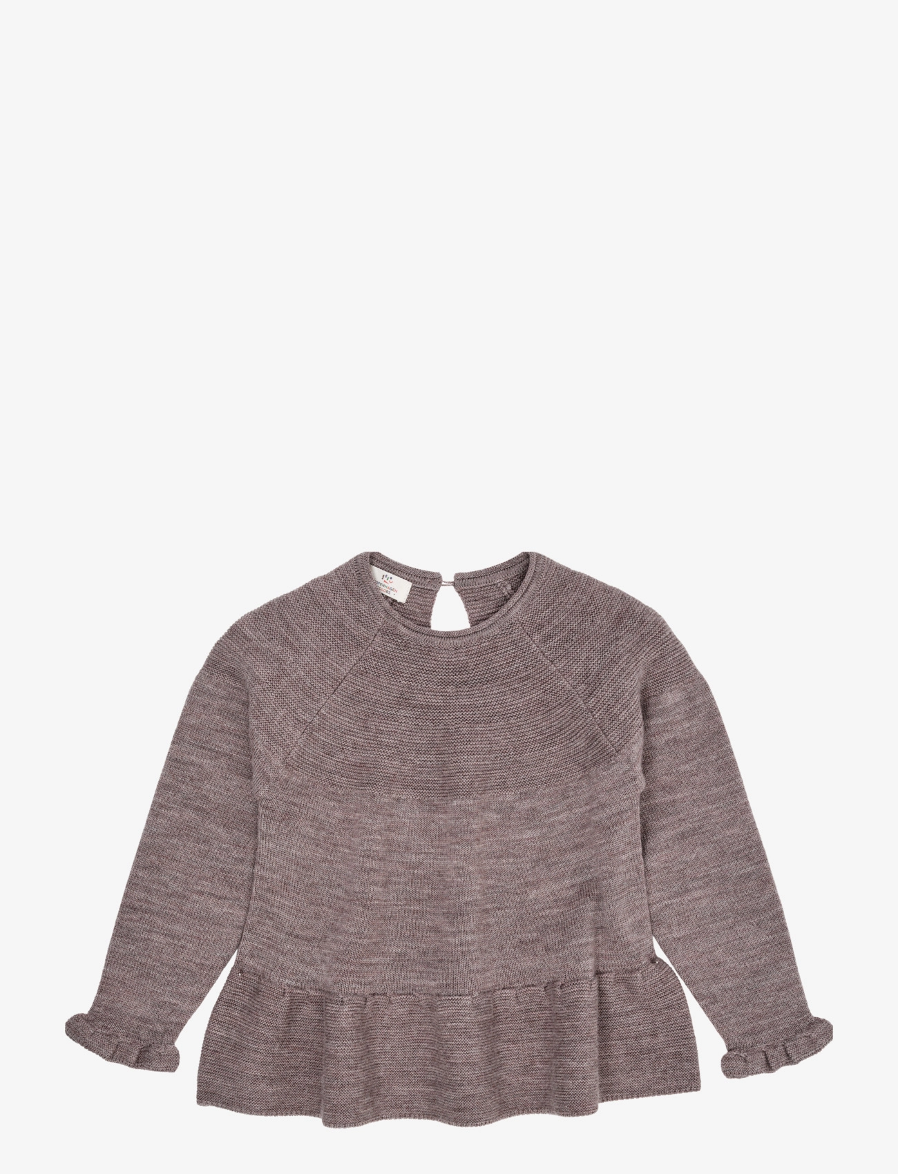 Copenhagen Colors - MERINO KNIT BLOUSE WITH FRILL - palaidinės ir tunikos - natural melange - 3