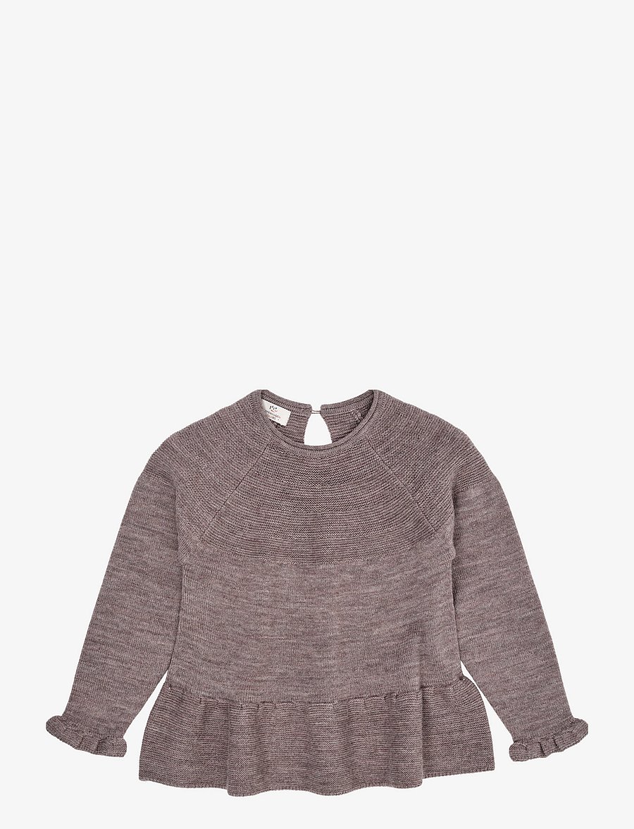 Copenhagen Colors - MERINO KNIT BLOUSE WITH FRILL - blusen & tuniken - natural melange - 3