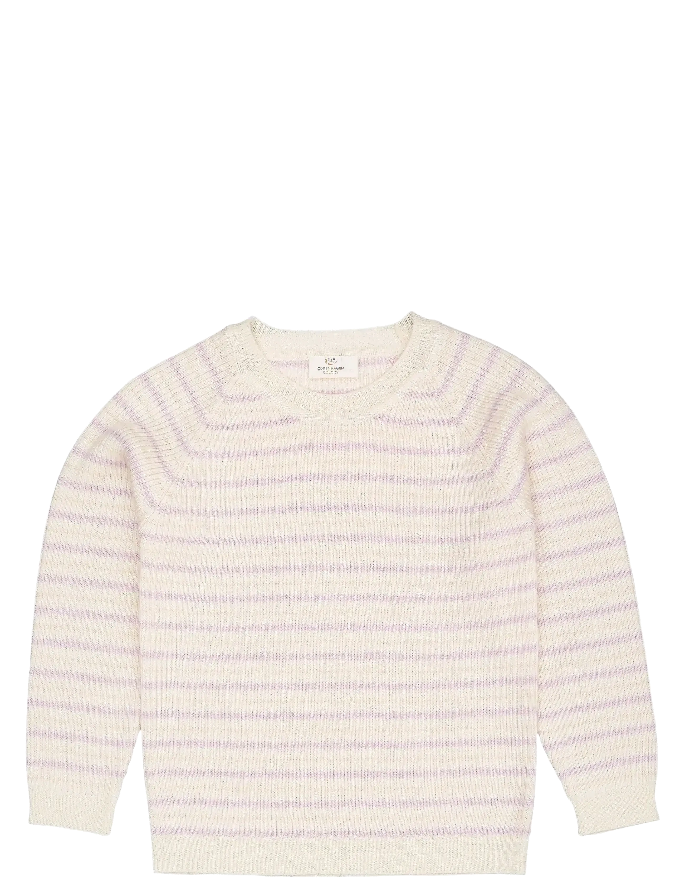 Copenhagen Colors MERINO CLASSIC RIB BLOUSE - Overdele - CREAM/LAVENDER/DUSTY ROSE COMBI / purple