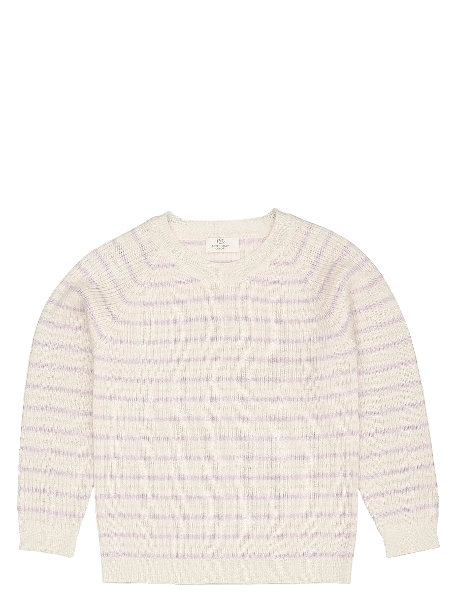 Copenhagen Colors - MERINO CLASSIC RIB BLOUSE - džemprid - cream/lavender/dusty rose combi - 0