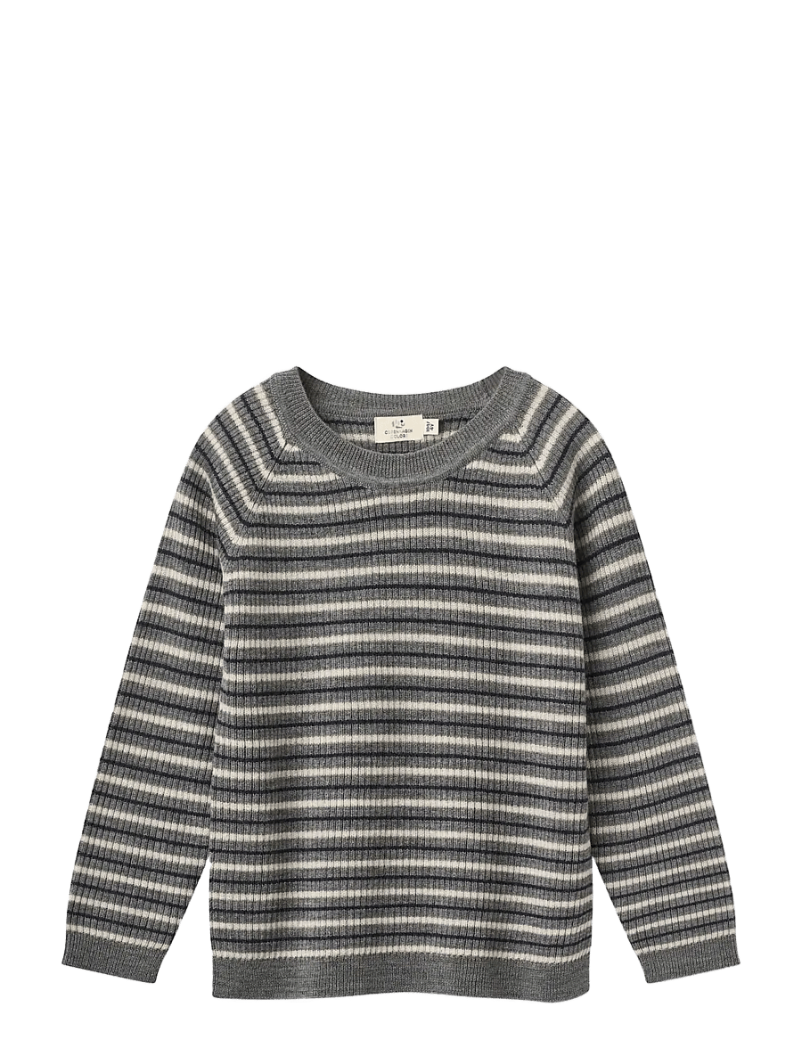 Copenhagen Colors - Merino Classic Rib Blouse - trøjer - grey stripe - 0