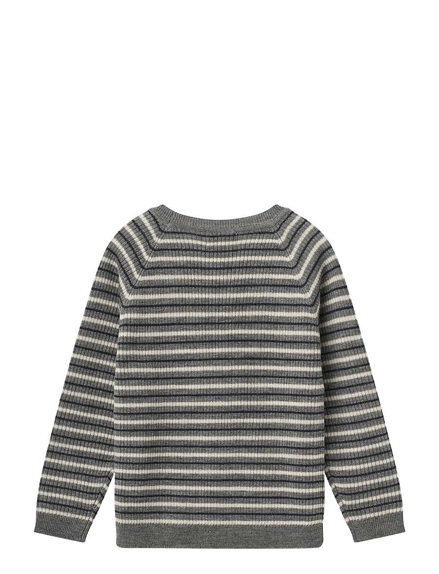 Copenhagen Colors - Merino Classic Rib Blouse - trøjer - grey stripe - 1
