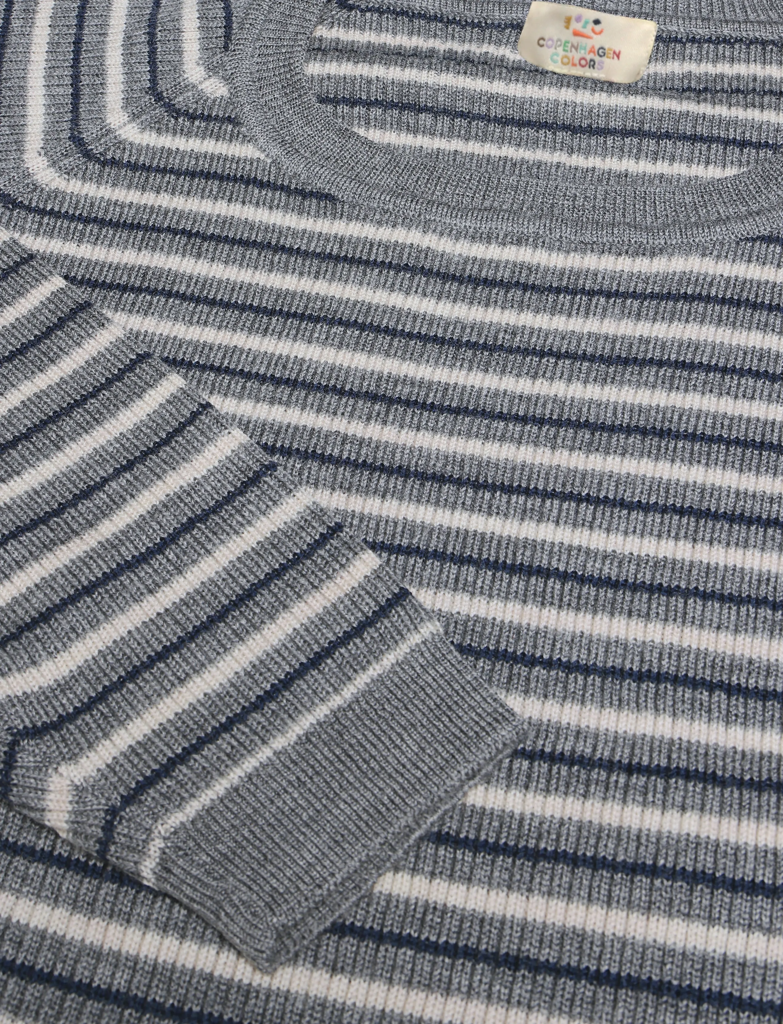 Copenhagen Colors - Merino Classic Rib Blouse - stickade tröjor - grey stripe - 2