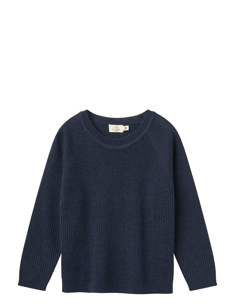 Copenhagen Colors - Merino Classic Rib Blouse - stickade tröjor - navy - 0