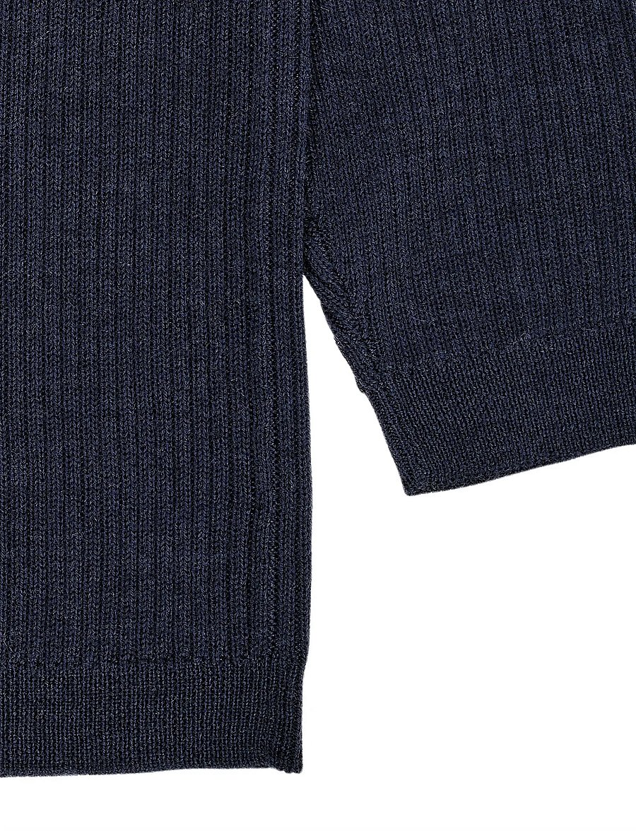 Copenhagen Colors - Merino Classic Rib Blouse - stickade tröjor - navy - 3
