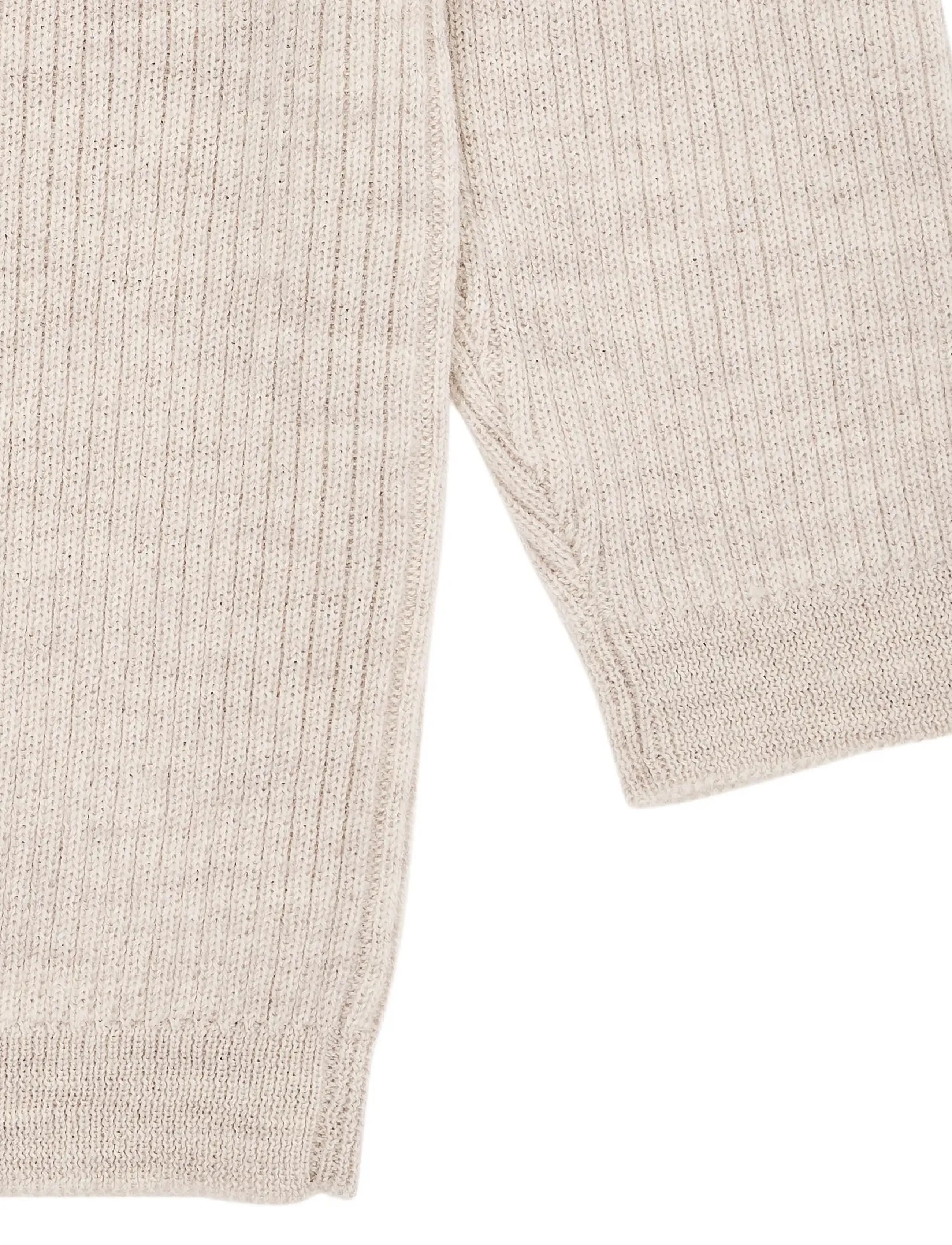 Copenhagen Colors - Merino Classic Rib Blouse - stickade tröjor - pale cream melange - 3