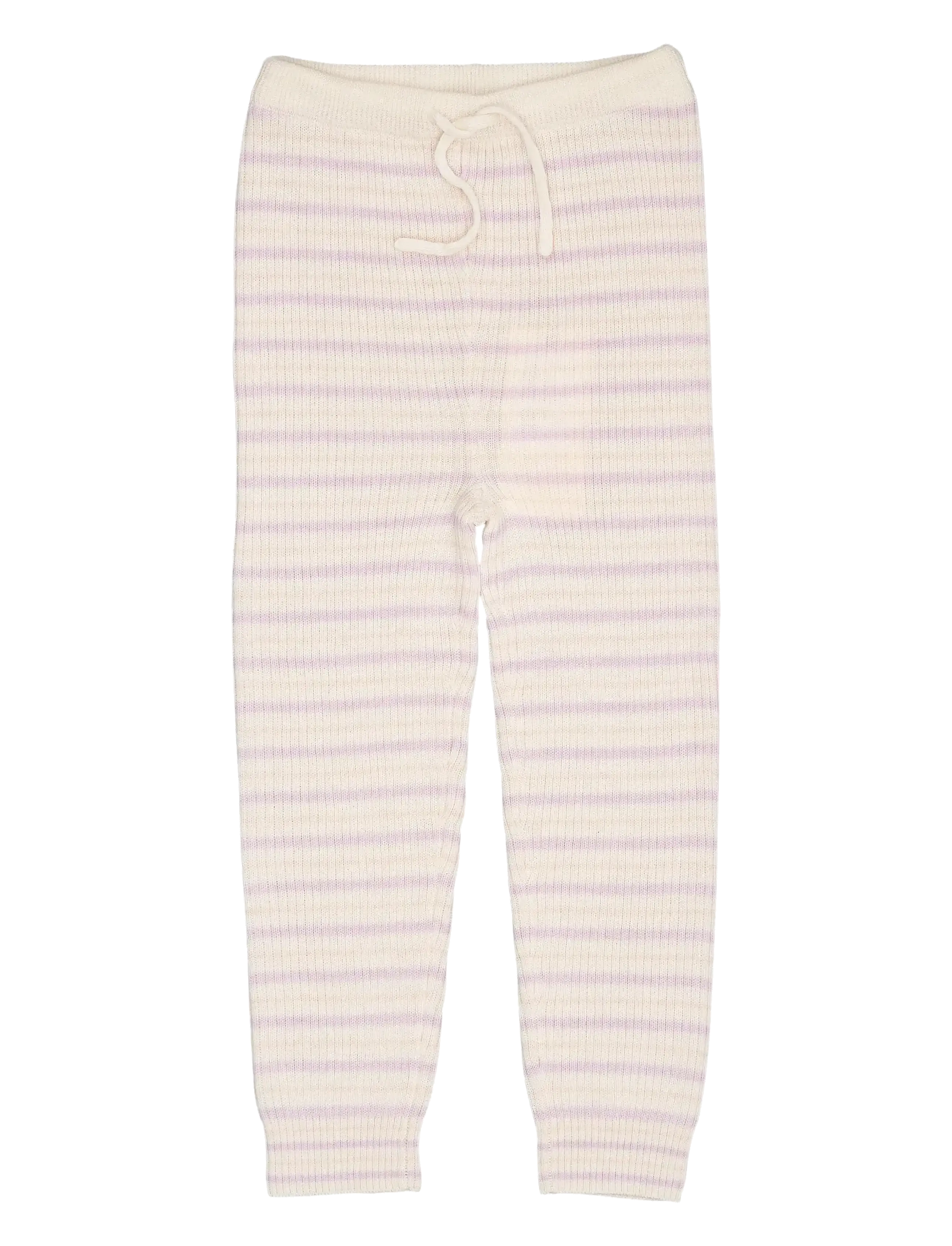 Copenhagen Colors MERINO CLASSIC RIB LEGGINGS W. DRAWSTRINGS - Leggings - CREAM/LAVENDER/DUSTY ROSE COMBI / pink/rose