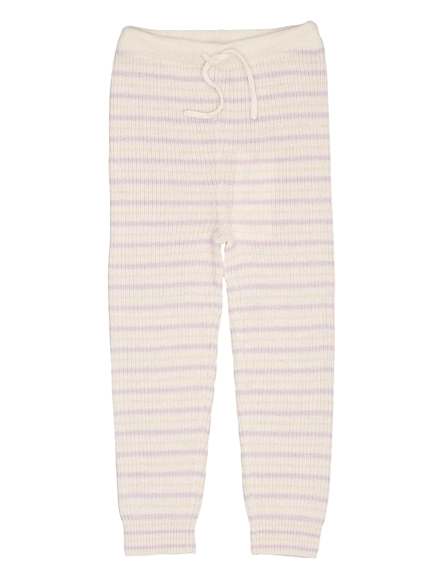 Copenhagen Colors - MERINO CLASSIC RIB LEGGINGS W. DRAWSTRINGS - leggings - cream/lavender/dusty rose combi - 0