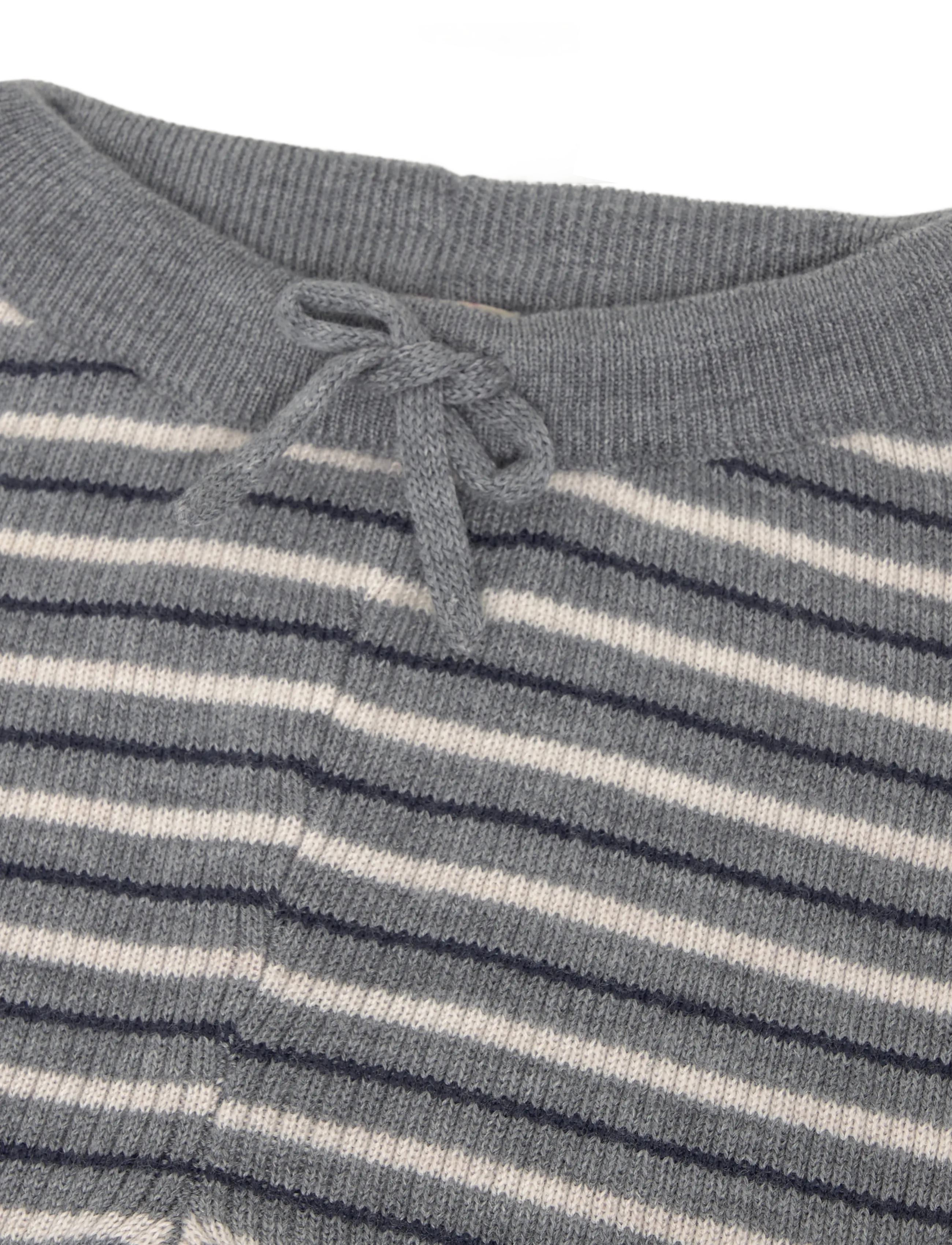 Copenhagen Colors - Merino Classic Rib Leggings with Drawstrings - base layer baby - grey stripe - 2