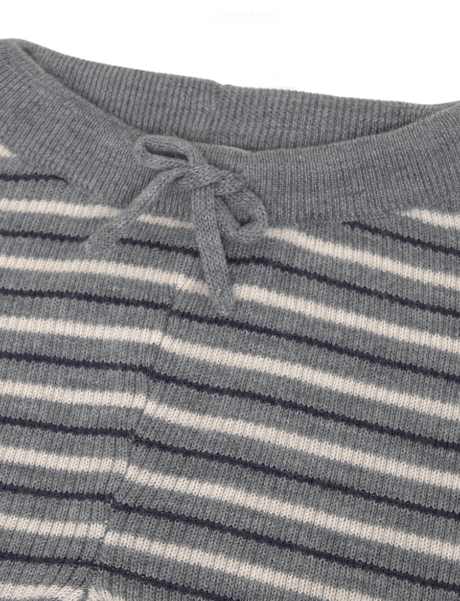 Copenhagen Colors - Merino Classic Rib Leggings with Drawstrings - base layer baby - grey stripe - 2