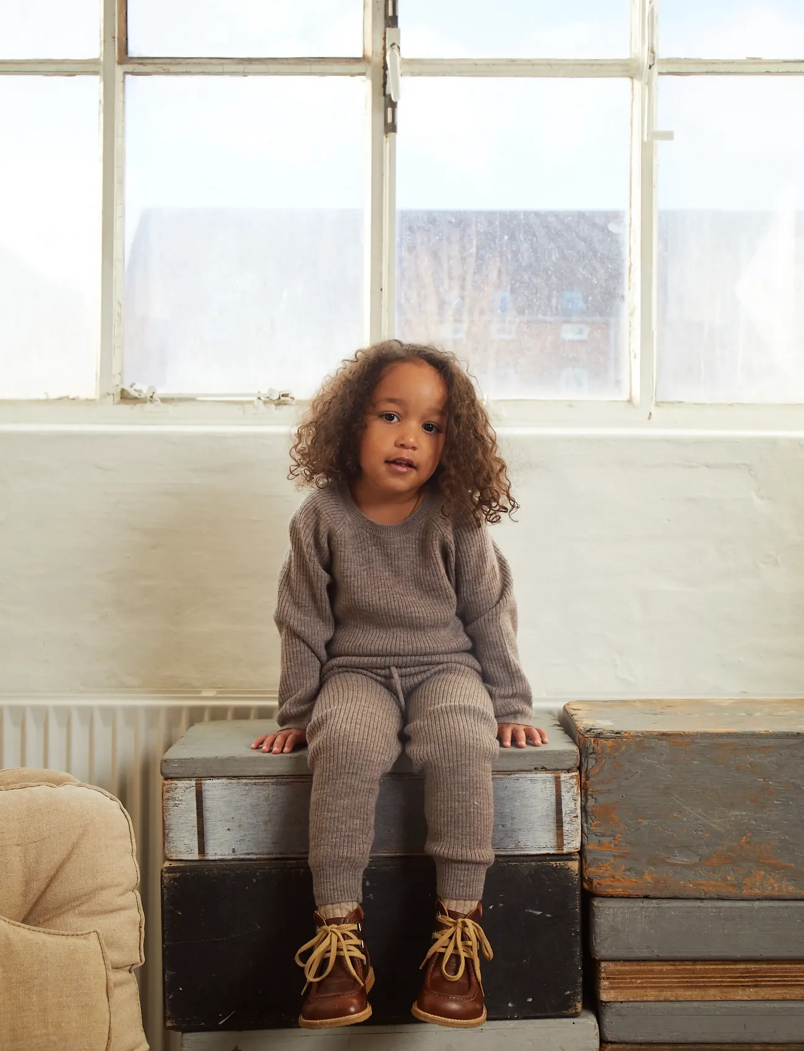 Copenhagen Colors - Merino Classic Rib Leggings with Drawstrings - base layer baby - natural melange - 3