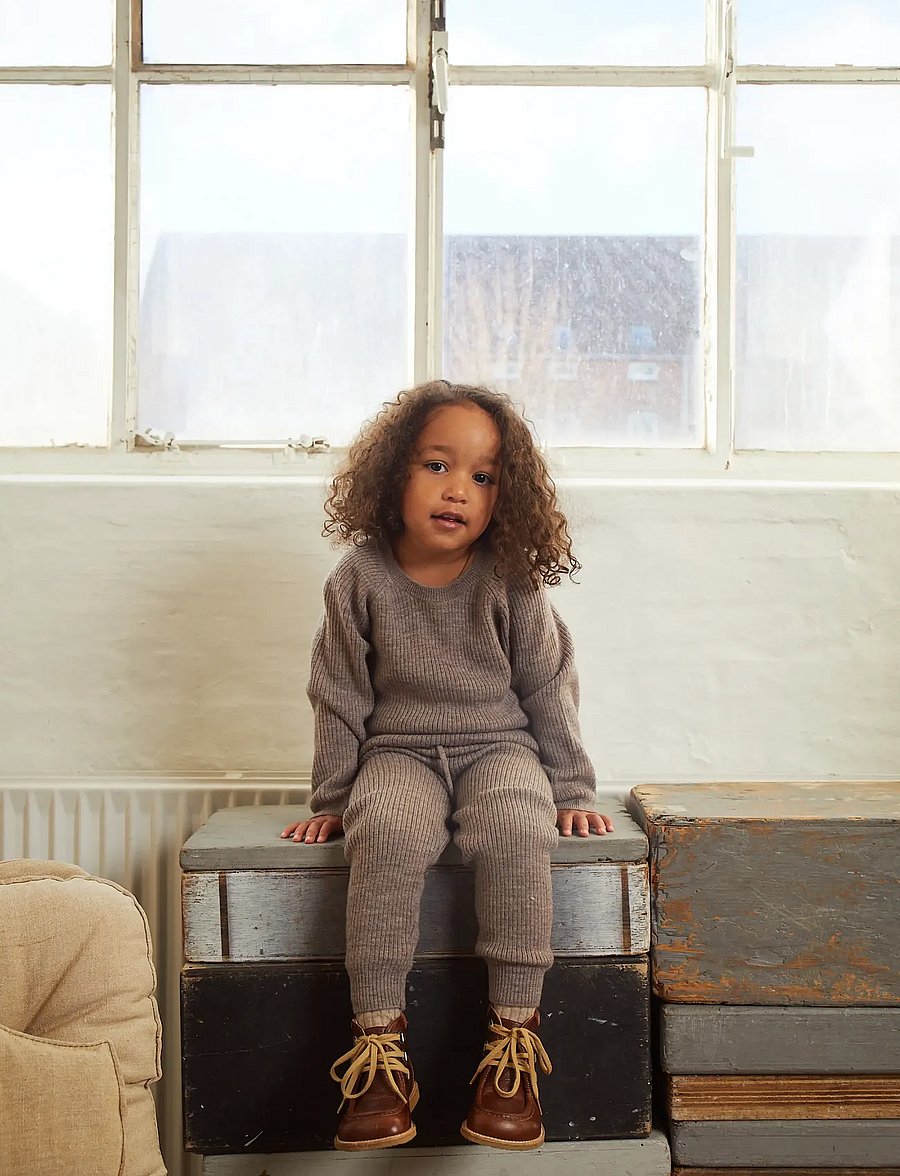 Copenhagen Colors - Merino Classic Rib Leggings with Drawstrings - base layer baby - natural melange - 3