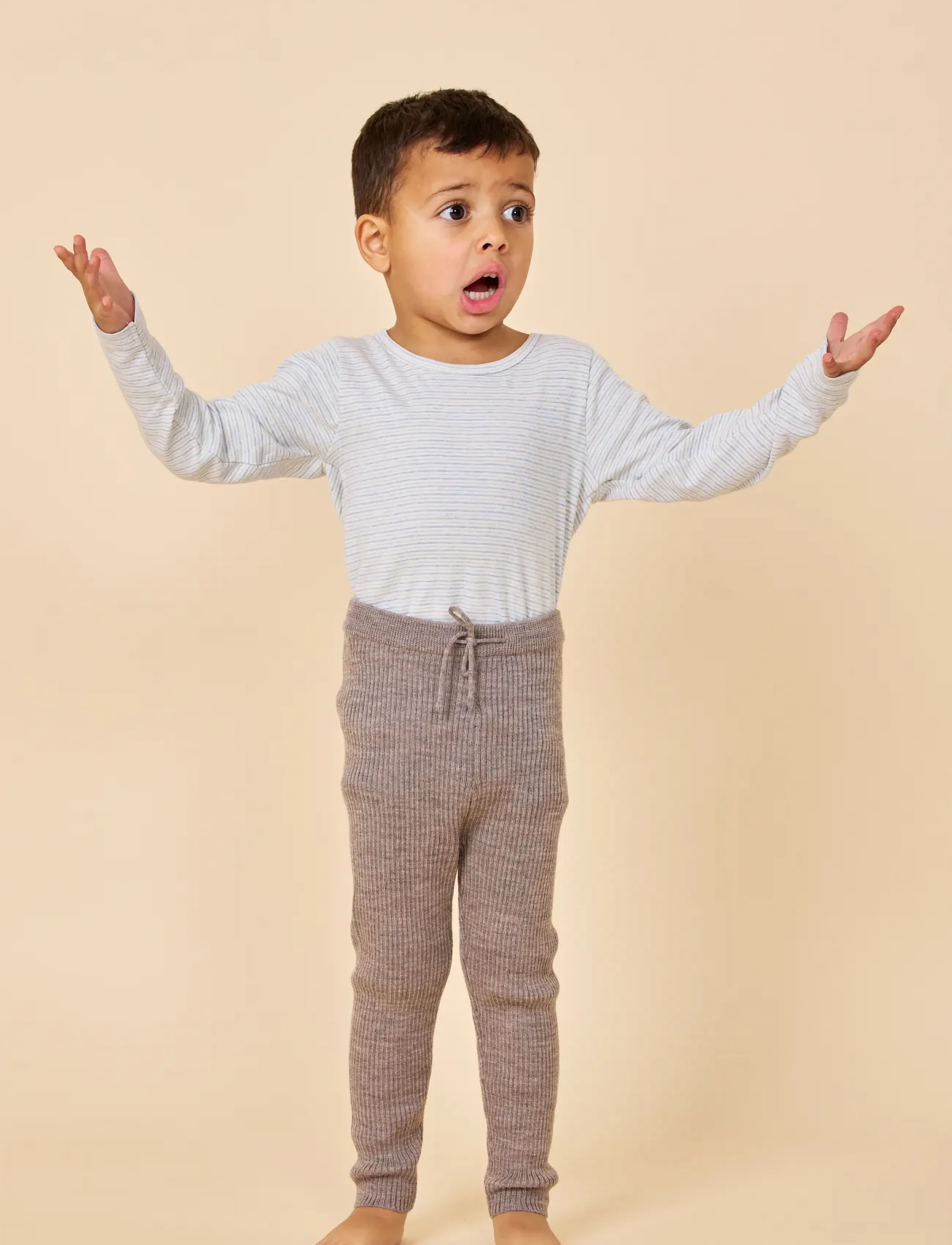 Copenhagen Colors - Merino Classic Rib Leggings with Drawstrings - base layer baby - natural melange - 5