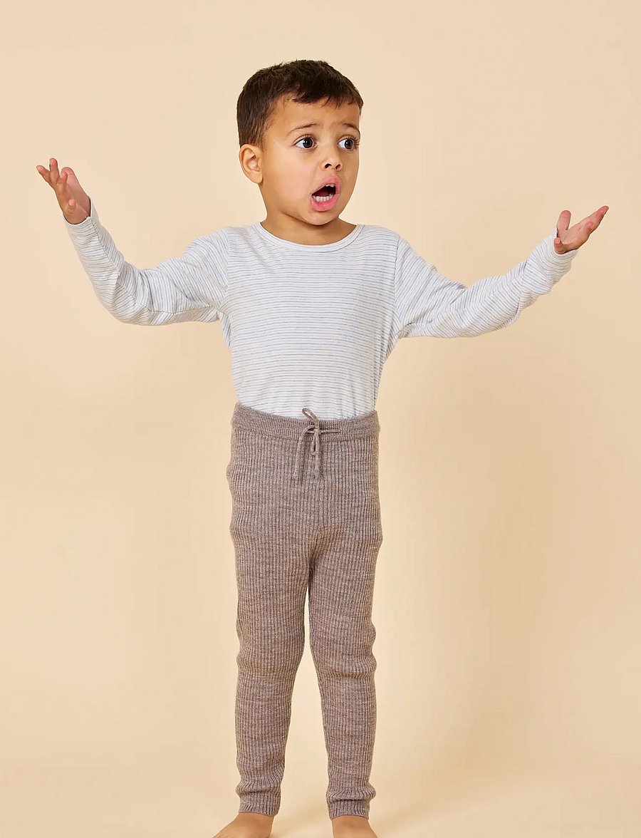 Copenhagen Colors - Merino Classic Rib Leggings with Drawstrings - base layer baby - natural melange - 5