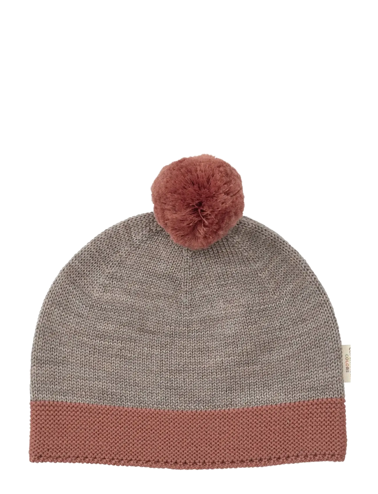 Copenhagen Colors KNITTED BEANIE WITH POMPOM - Copenhagen Colors - NATURAL MELANGE / OLD RUSTY ROSE COMB. / multi