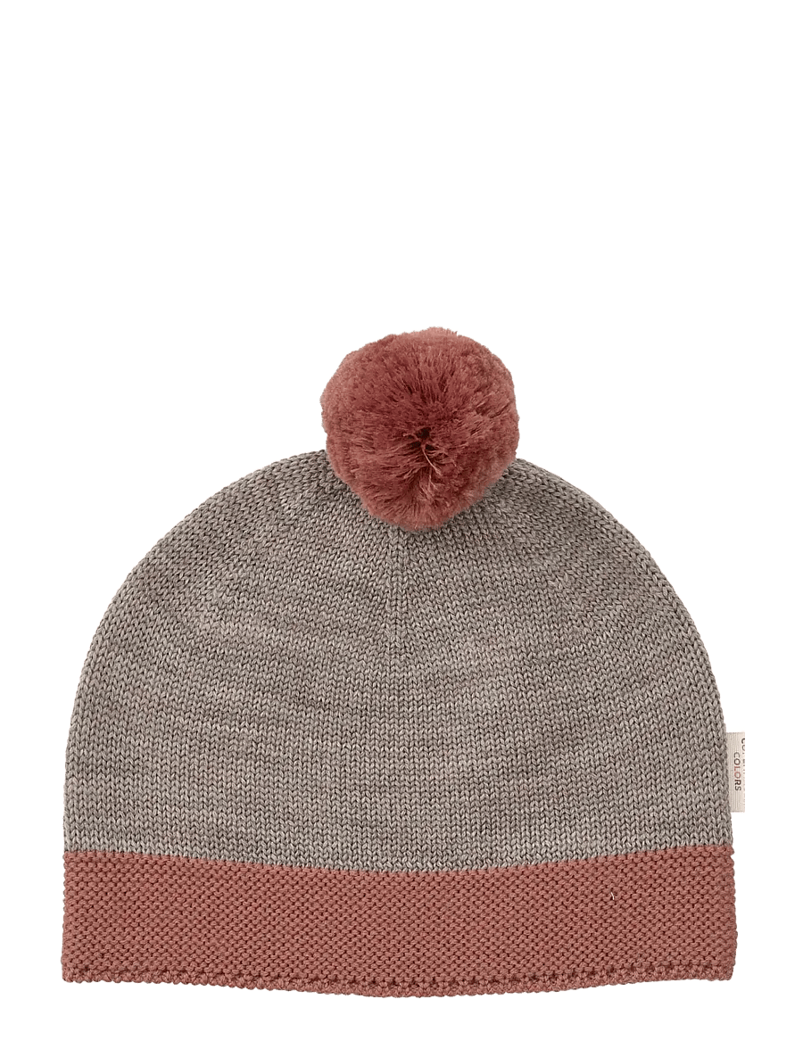 Copenhagen Colors - KNITTED BEANIE WITH POMPOM - chapeaux d'hiver - natural melange / old rusty rose comb. - 0