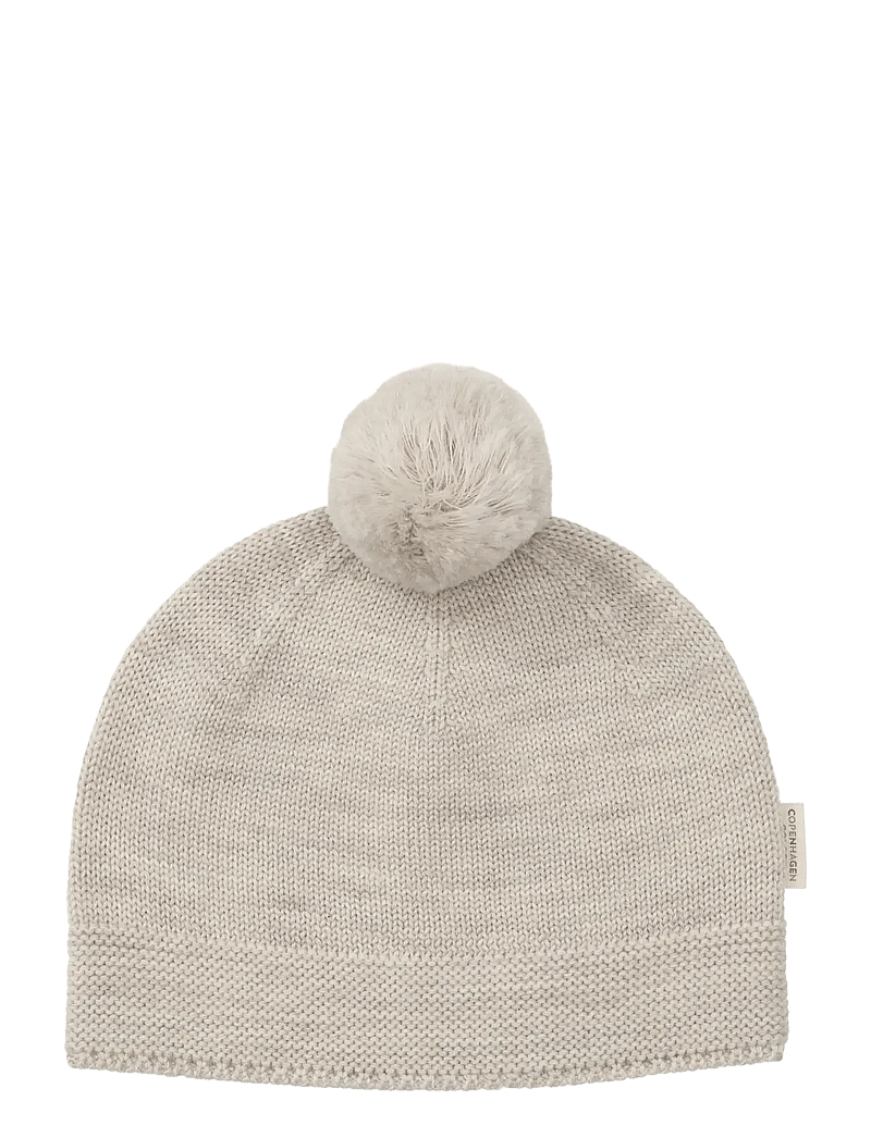 Copenhagen Colors - KNITTED BEANIE WITH POMPOM - winter hats - pale cream melange - 0