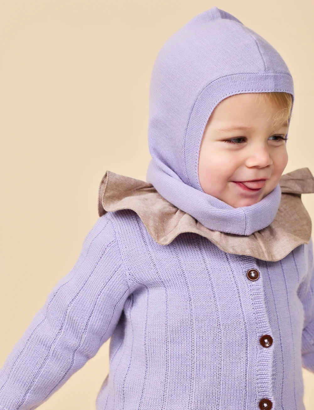 Copenhagen Colors - LT. KNITTED MERINO BALACLAVA WITH FRILL - vinteraccessoarer - lavender - 0