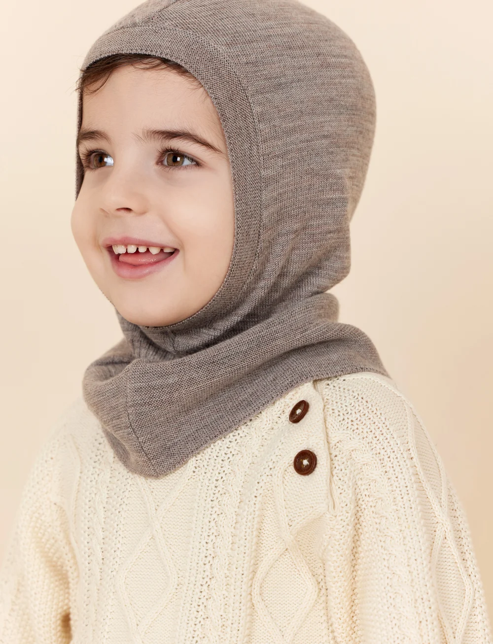 Copenhagen Colors - LT. KNITTED MERINO BALACLAVA WITH FRILL - winteraccessoires - natural melange - 0