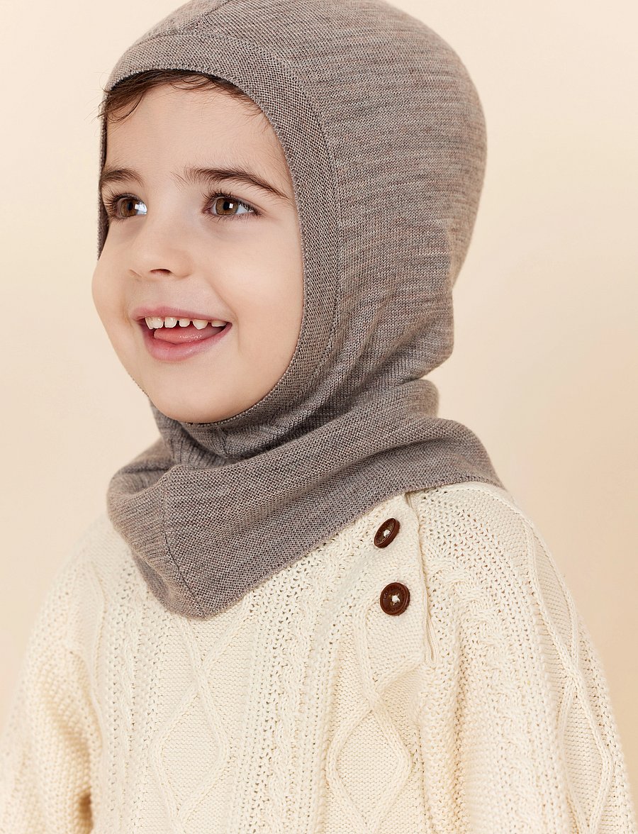 Copenhagen Colors - LT. KNITTED MERINO BALACLAVA WITH FRILL - winteraccessoires - natural melange - 0
