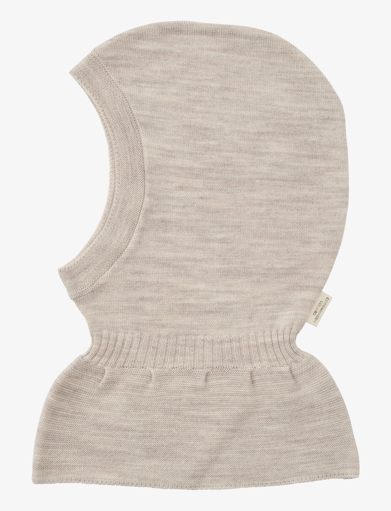 Copenhagen Colors LT. KNITTED MERINO BALACLAVA WITH FRILL - Mössor - PALE CREAM MELANGE / beige