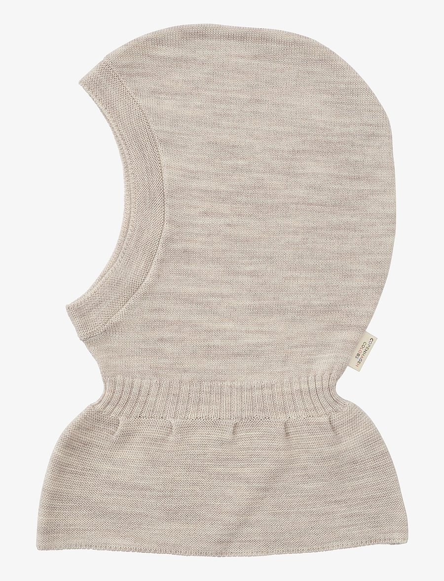 Copenhagen Colors - LT. KNITTED MERINO BALACLAVA WITH FRILL - talveaksessuaarid - pale cream melange - 1