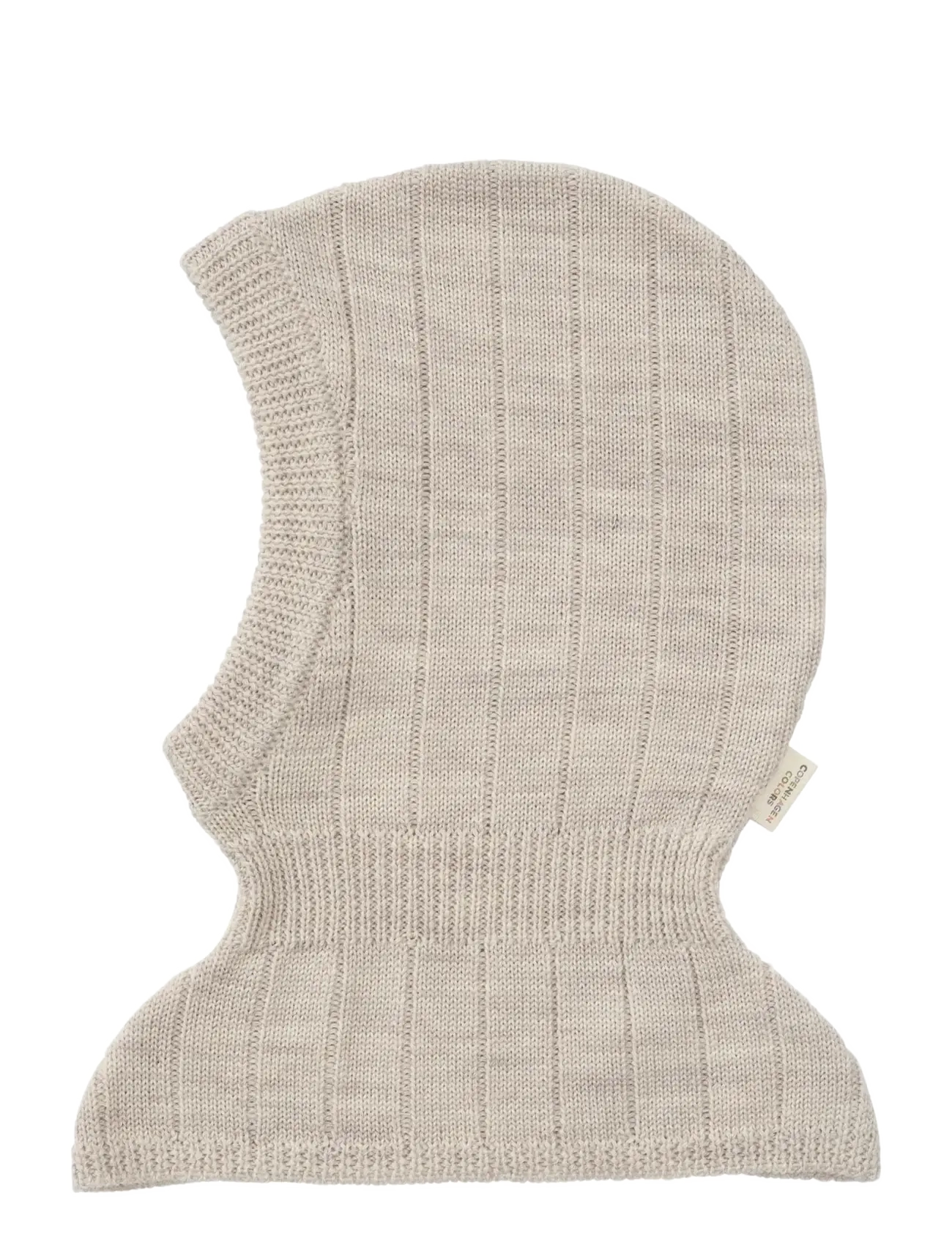 Copenhagen Colors Lt. Knitted Merino Balaclava with Frill - Accessoires - PALE CREAM MELANGE / beige