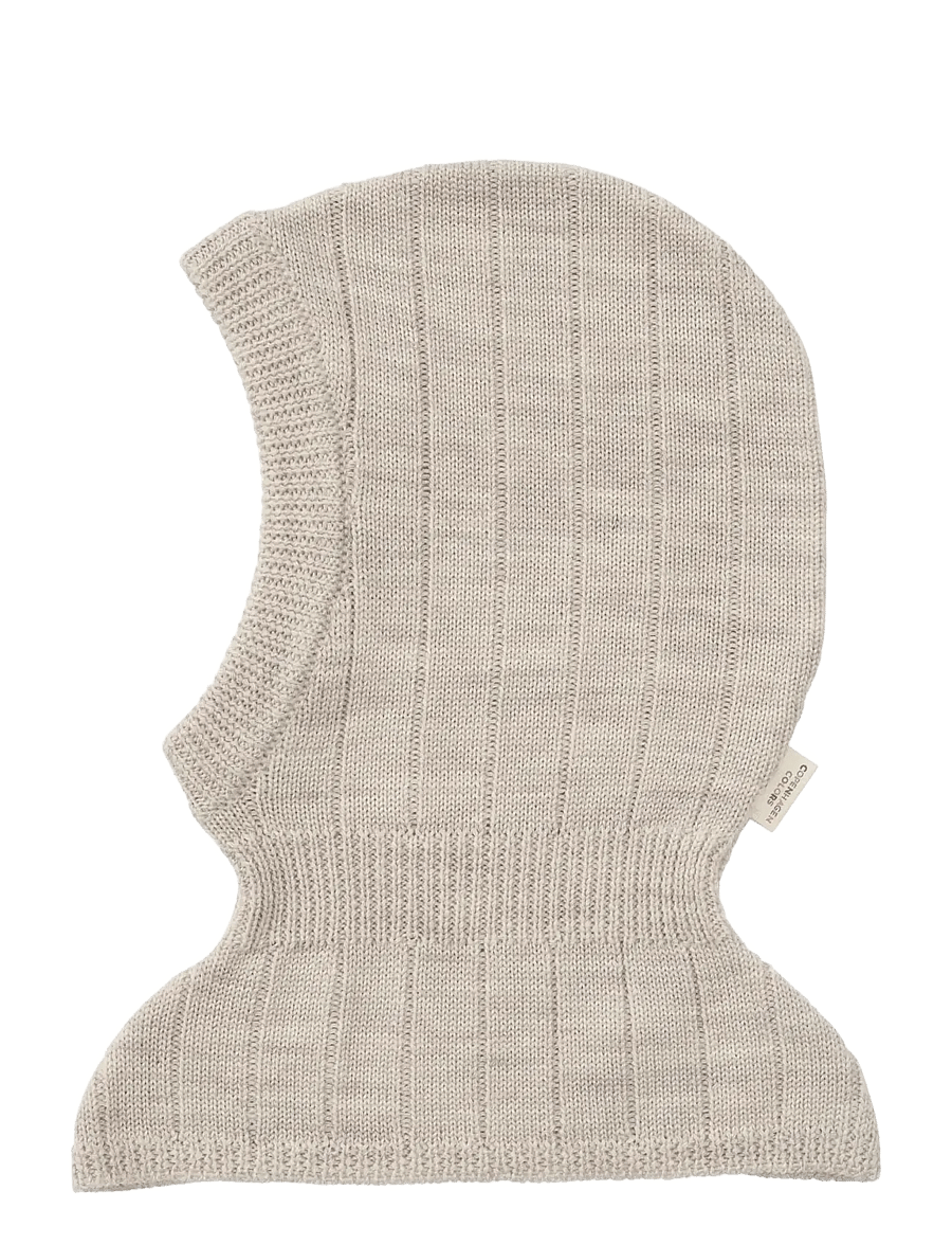Copenhagen Colors - Lt. Knitted Merino Balaclava with Frill - winteraccessoires - pale cream melange - 1