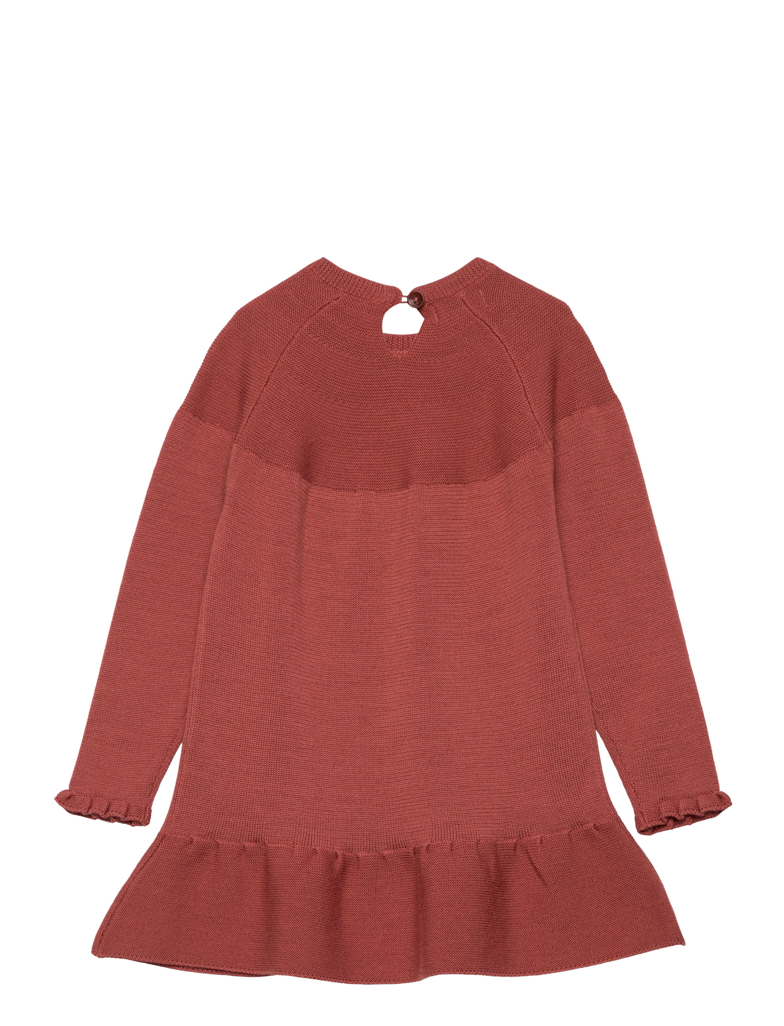Copenhagen Colors - MERINO KNITTED DRESS WITH FRILL - old rusty rose - 1