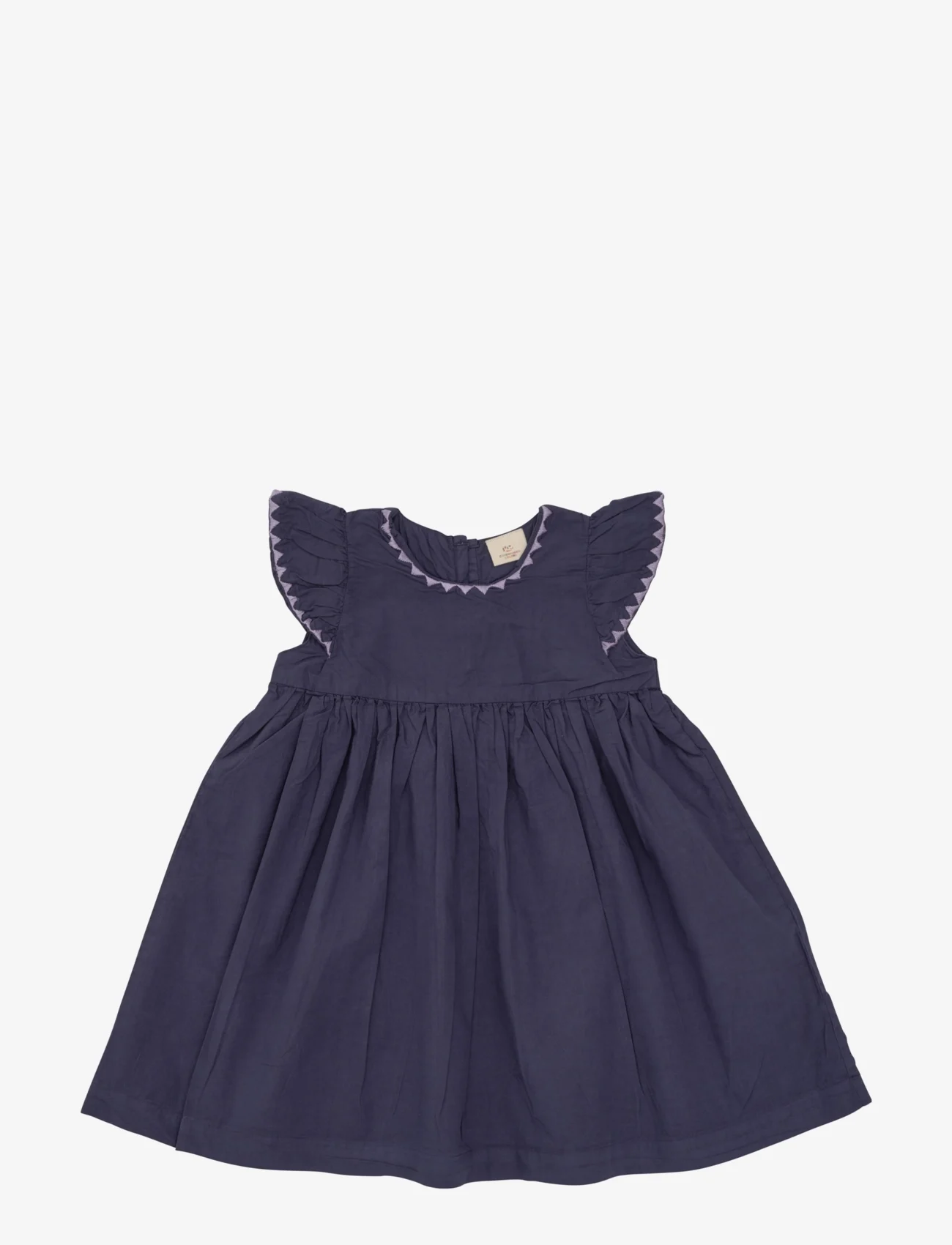 Copenhagen Colors - CLASSIC CRISP POPLIN DRESS W. EMBROIDERY - casual jurken met korte mouwen - navy - 0