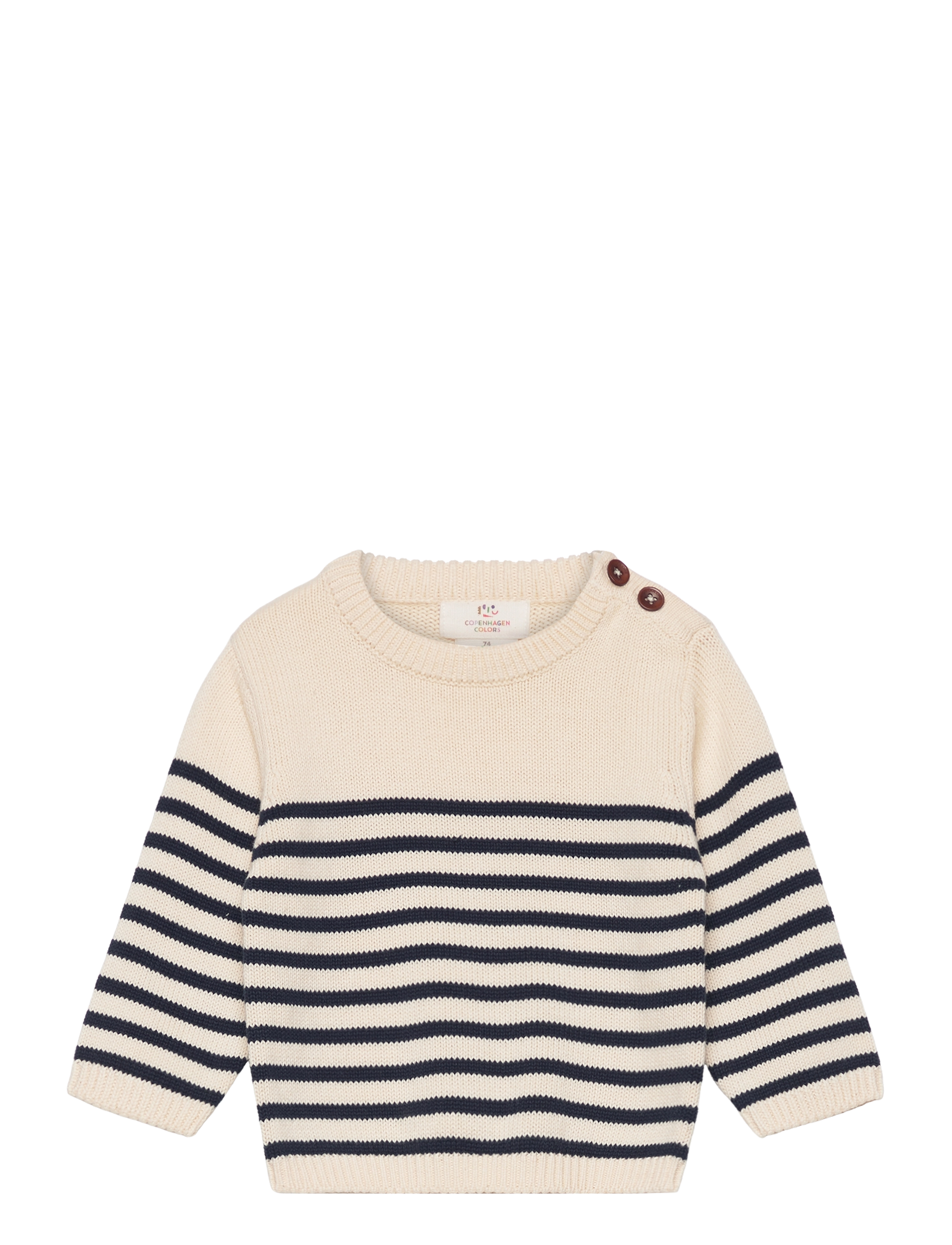 Copenhagen Colors KNITTED STRIPED SAILOR JUMPER - Strik - CREAM NAVY COMBI / beige