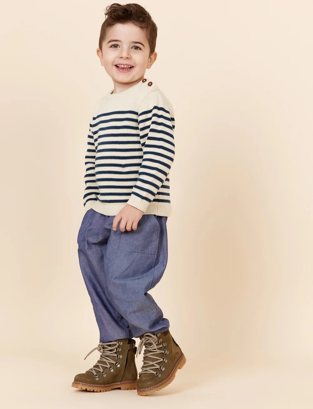 Copenhagen Colors - KNITTED STRIPED SAILOR JUMPER - jumpers - cream navy combi - 5