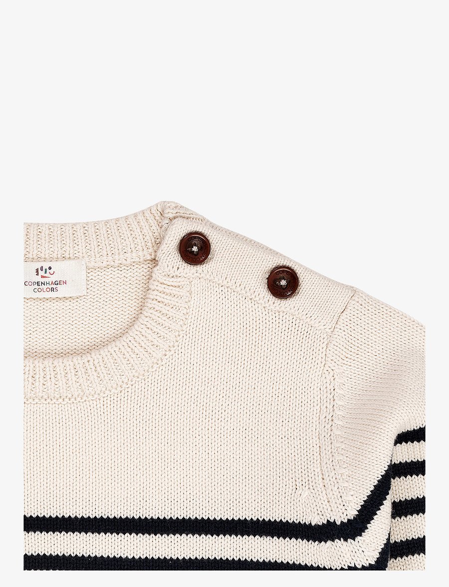 Copenhagen Colors - KNITTED STRIPED SAILOR JUMPER - cream navy combi - 3