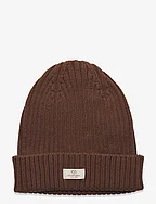 COTTON KNITTED CLASSIC BEANIE - DK BROWN