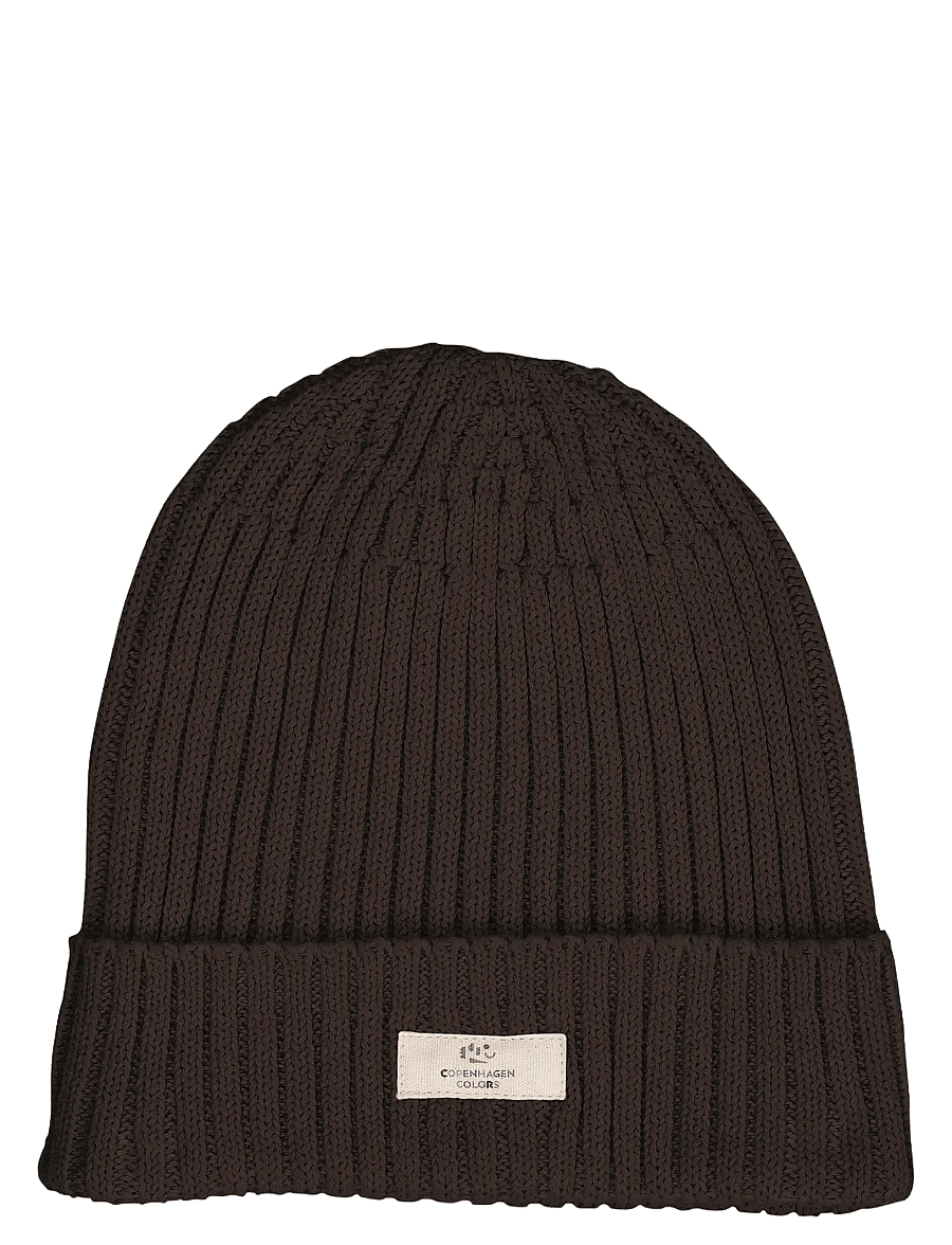 Copenhagen Colors - COTTON KNITTED CLASSIC BEANIE - beanies - dk brown - 0