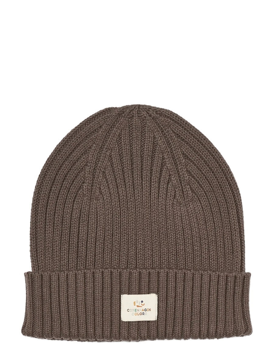 Copenhagen Colors - COTTON KNITTED CLASSIC BEANIE - kootud mütsid - dk brown - 0