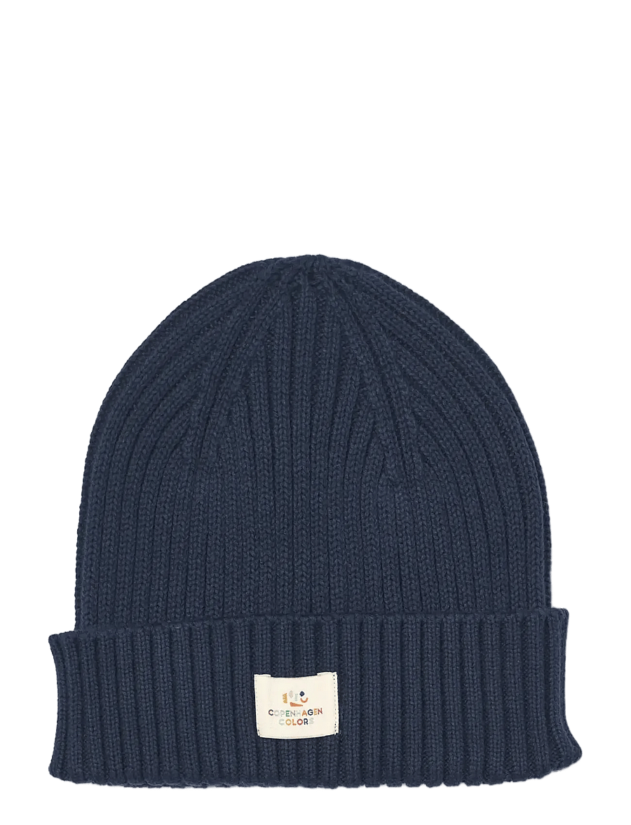 Copenhagen Colors - COTTON KNITTED CLASSIC BEANIE - kootud mütsid - navy - 0